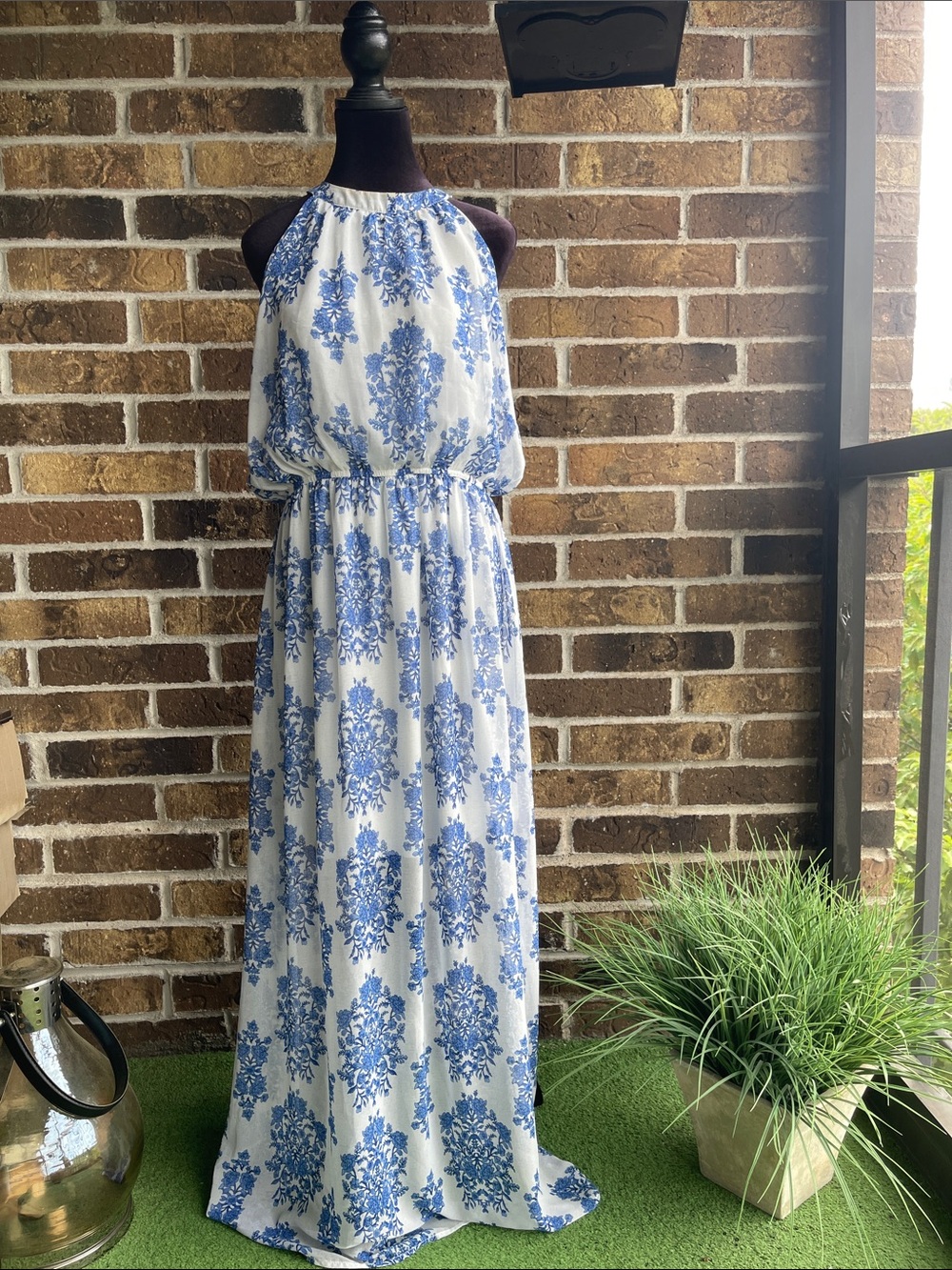 Soieblu Long Blue & White MAXI Dress Blue and White